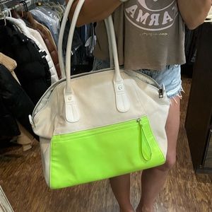 Lululemon canvas bag with lime green trim
